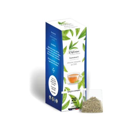 Infusion CBD Sommeil – 20 sachets, spectre complet.