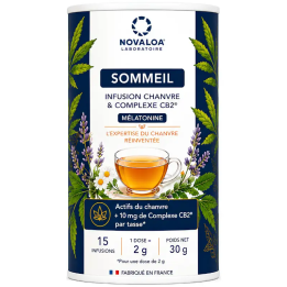 Infusion Sommeil CB2 – Chanvre 5 %, Mélatonine et plantes du soir