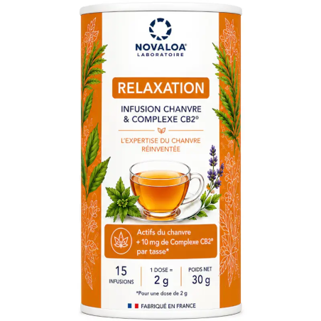 Infusion Relaxation CB2 – Chanvre 5 %, mélange fruité et plantes de détente