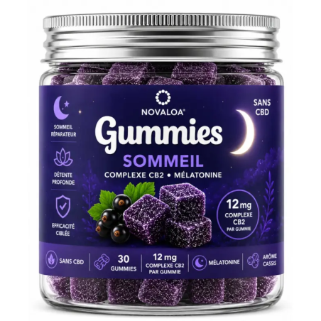 Gummies Sommeil Complexe CB2 – Mélatonine – Cassis & Mûre – Sans CBD