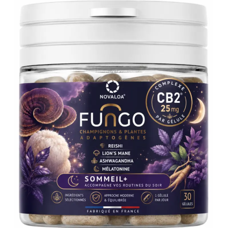 Gélules Sommeil+ Fungo CB2 – Mélatonine Reishi Lion’s Mane Ashwagandha