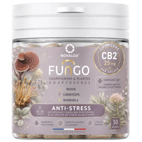 Gélules Fungo CB2 Anti‑Stress – Reishi Cordyceps Rhodiola – Sans CBD