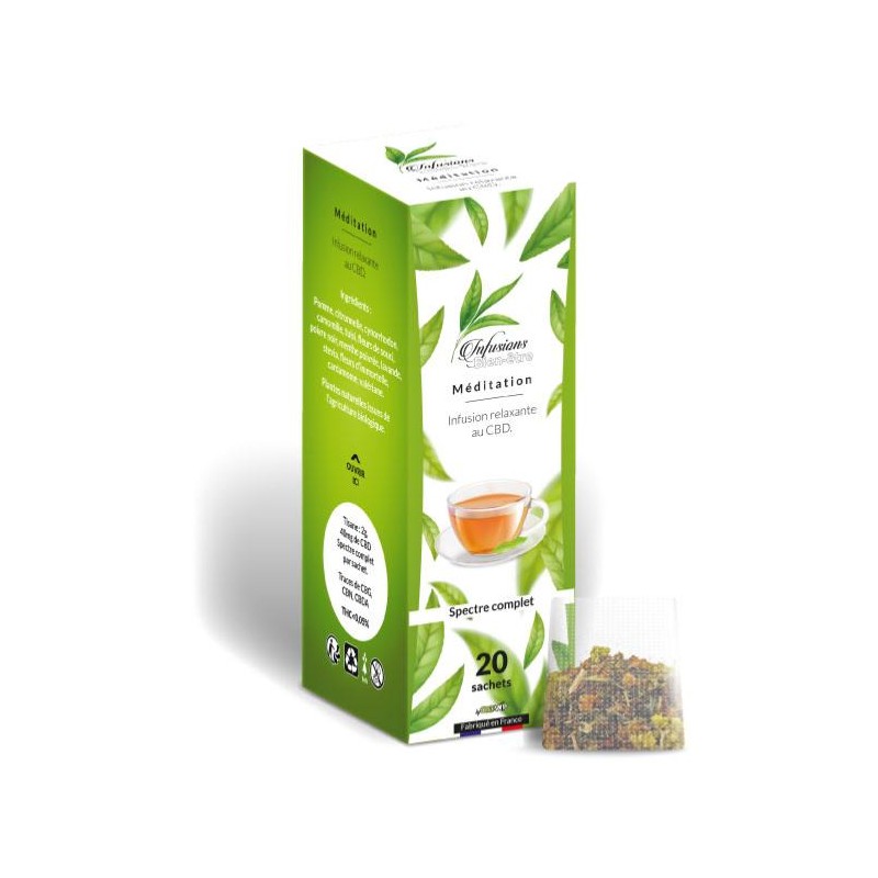 Infusion CBD Méditation – 20 sachets bio à spectre complet