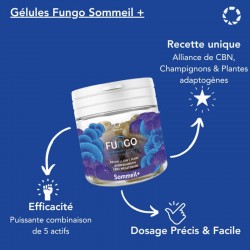 Sommeil+ gélules naturelles au CBN, mélatonine, champignons et plantes